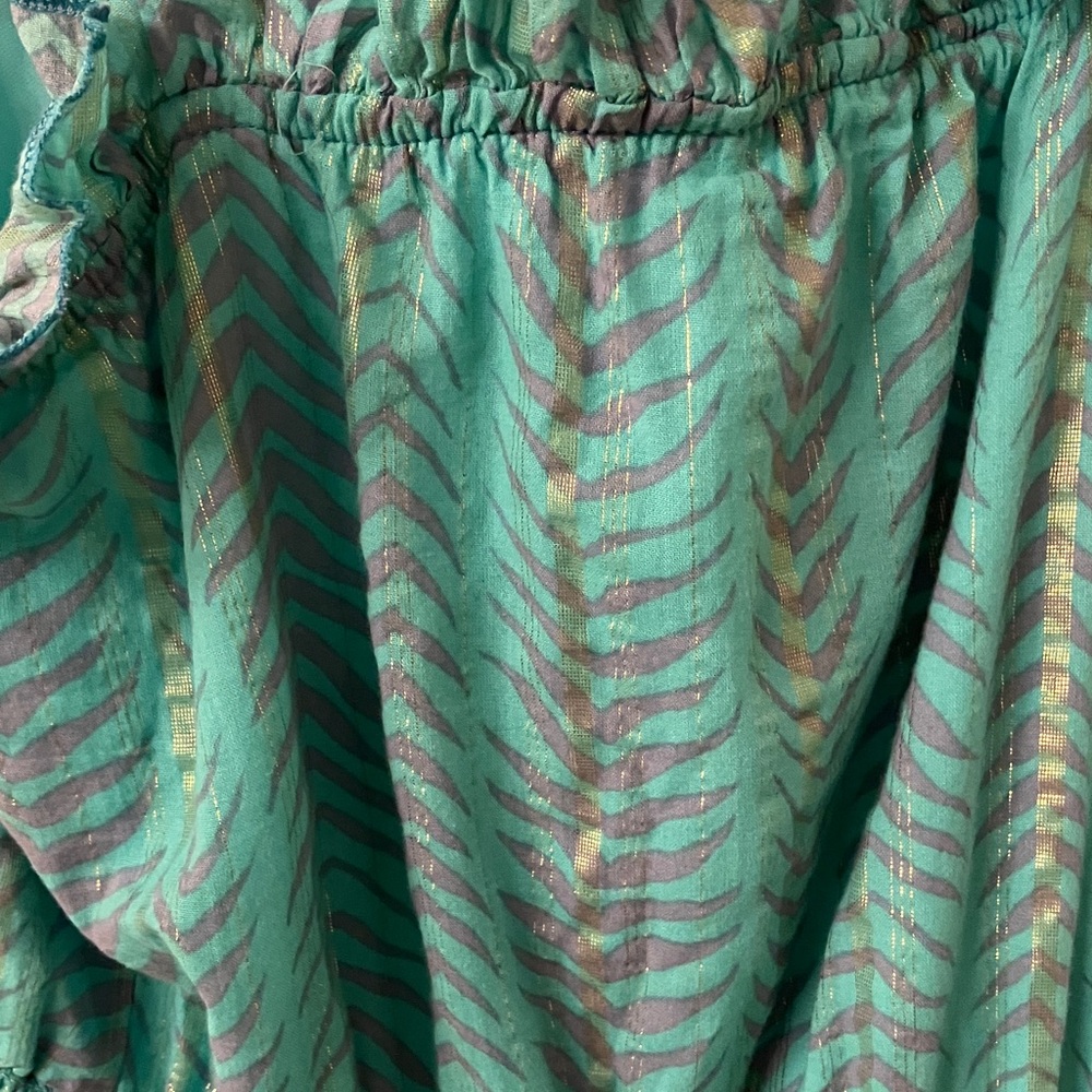 Francescas Blue Rain Teal Green Maxi Dress with Gold Trim - Picture 4 of 6